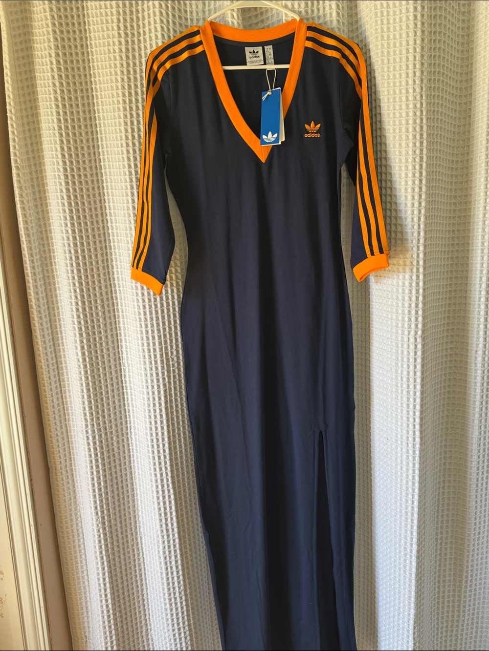 adidas Navy Maxi Dress with Orange Trim and Stripes